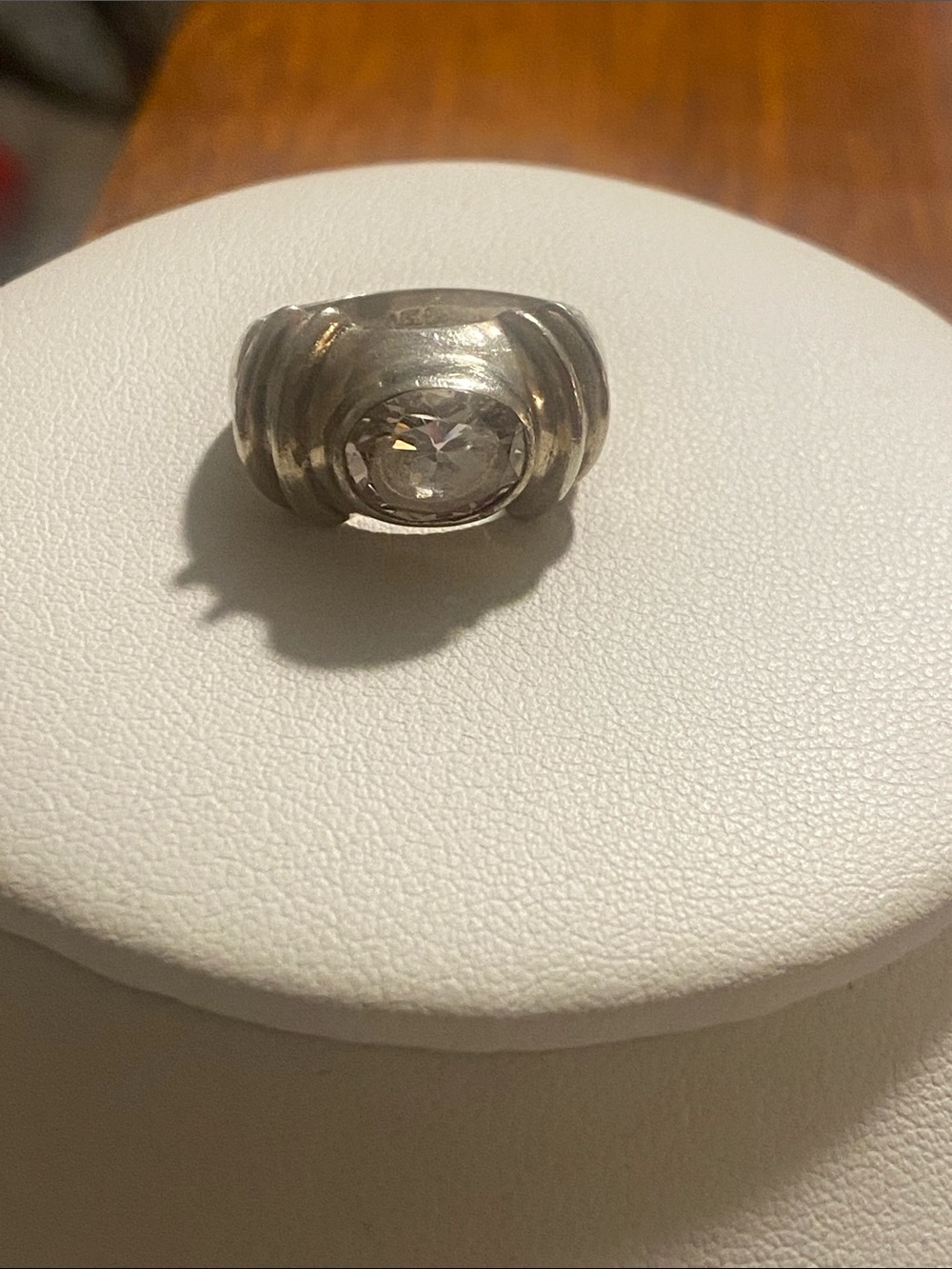 Vintage Joseph Esposito (ESPO) solitaire ring with oval design (CZ)